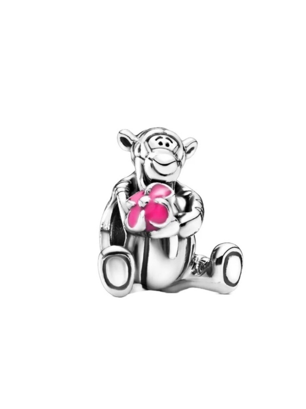 Pandora Silver Tigger Charm with Pink Enamel Flower